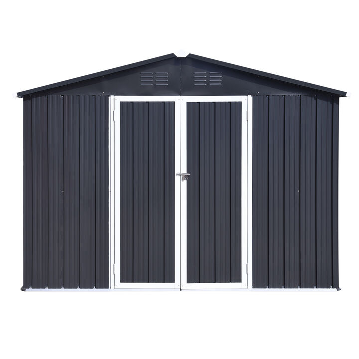 Metal Garden Sheds 10FTx8FT Outdoor Storage Sheds Darkgrey