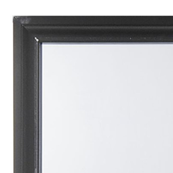 Contemporary Style Wooden Mirror with Raised Frame, Black-Benzara