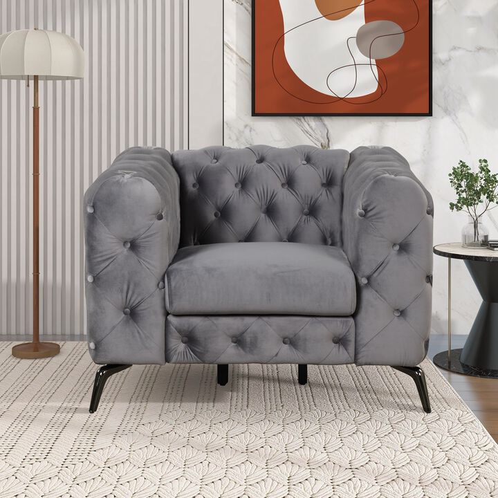 40.5" Velvet Upholstered Accent Chair