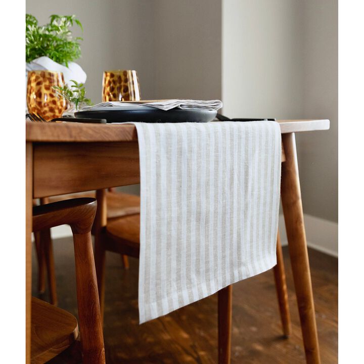 Solino Home 100% Pure Linen Table Runner 14 x 72 Inch | Amalfi Stripe