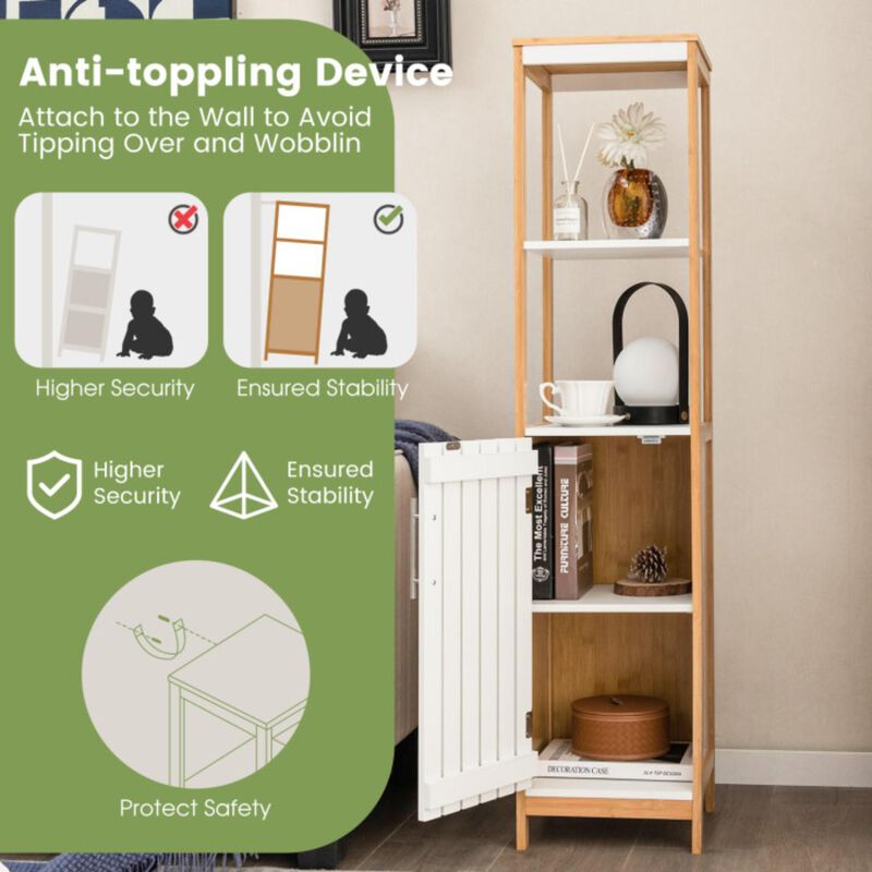 Hivvago Bathroom Floor Cabinet with Door Shelves Adjustable Shelf