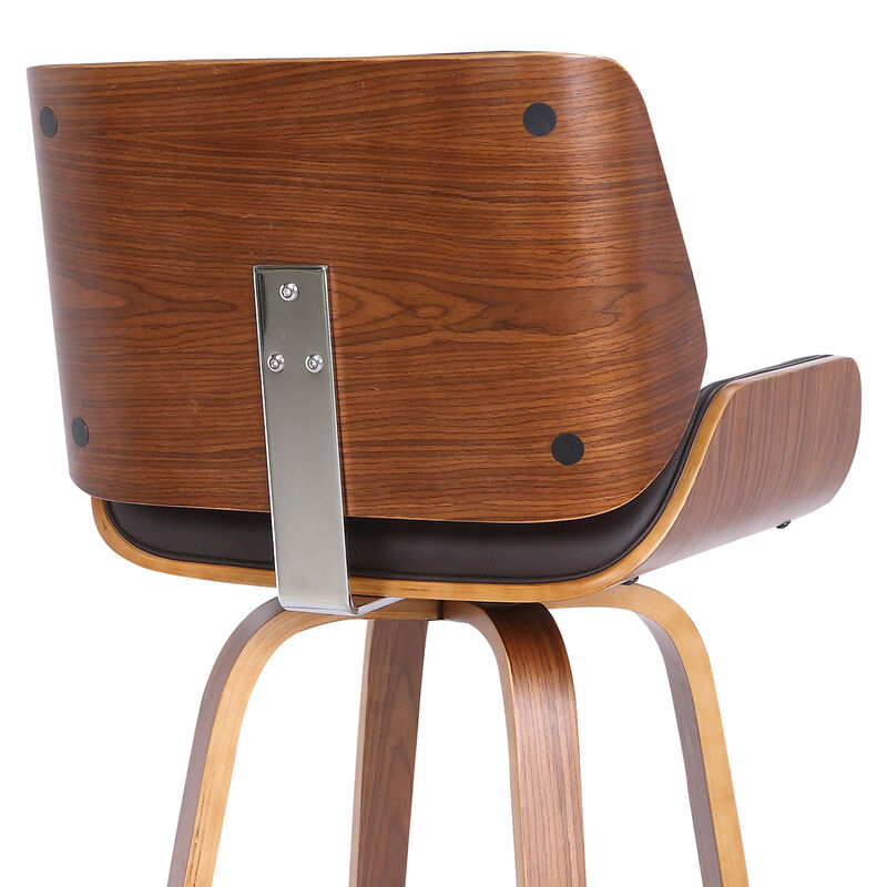 Tyler  Counter Height Swivel Cream Faux Leather and Walnut Wood Bar Stool