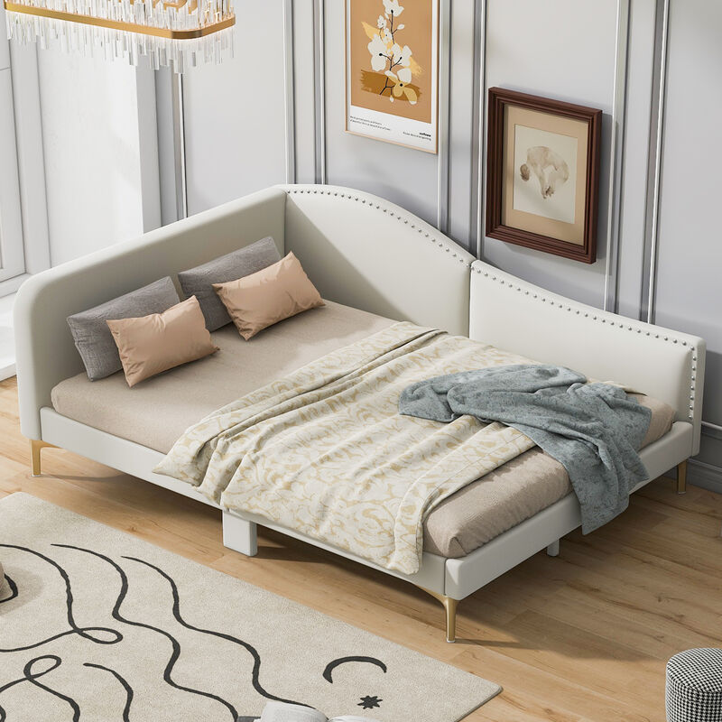 Merax Upholstered Daybed with Headboard and Armrest
