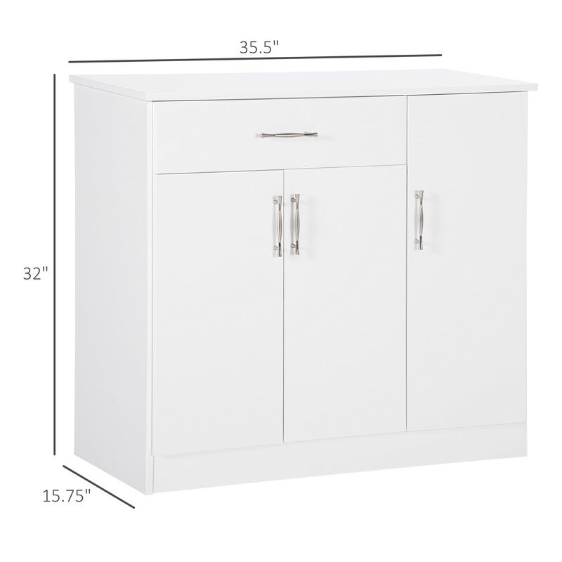 White Dining Buffet: Modern Sideboard with Aluminum Handles