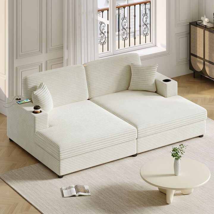 Merax Oversized Loveseat Chaise Lounge Sectional Sofa