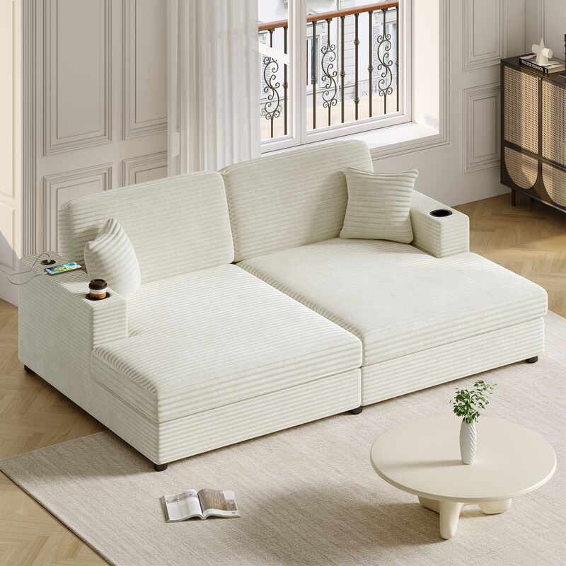 Merax Oversized Loveseat Chaise Lounge Sectional Sofa
