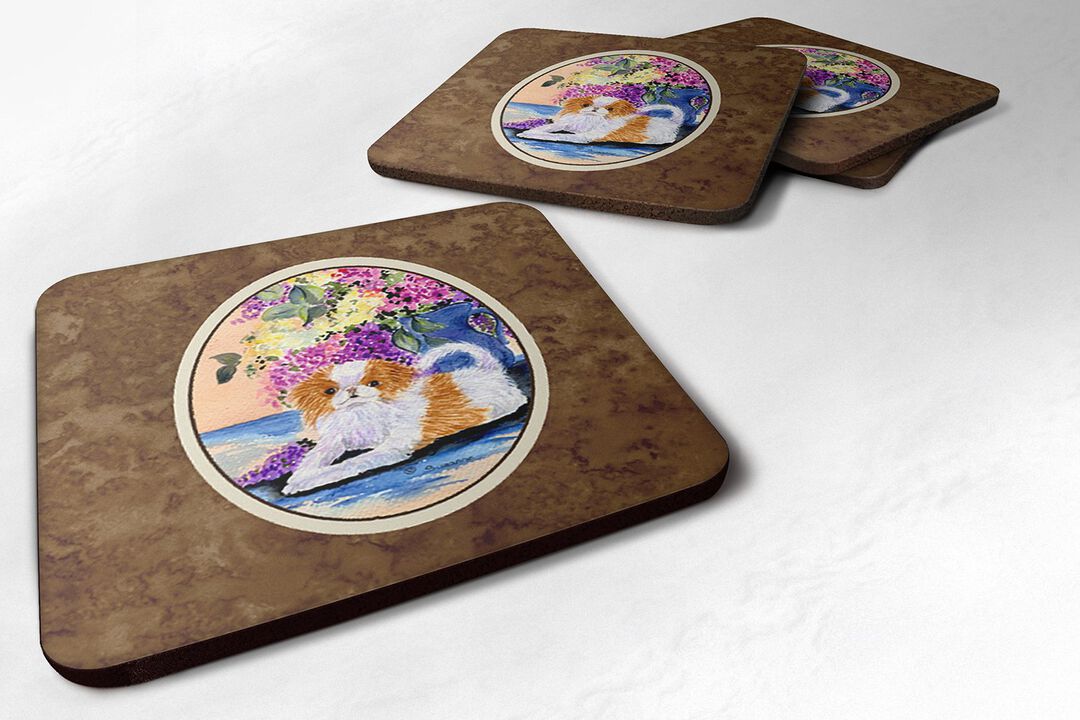Caroline's Treasures SS8300FC Japanese Chin Foam Coasters (Set of 4), 3.5 H x 3.5 W, Multicolor