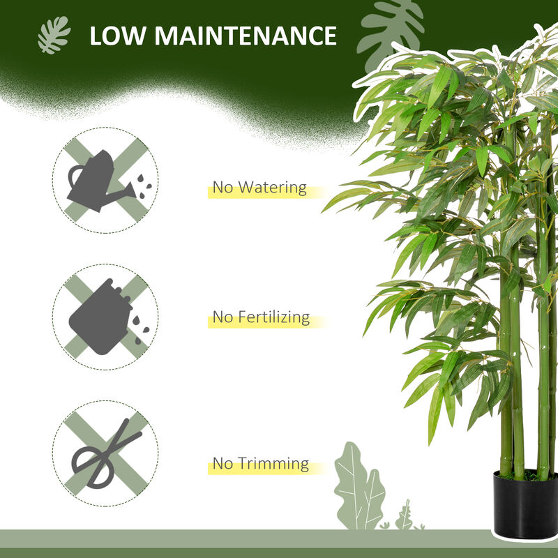 4.5' Artificial Bamboo Tree Fake Potted Decorative Plant w/ 336 Realistic Leaves