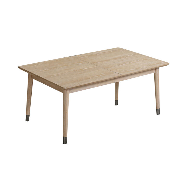 68-82 Inch Extendable Dining Table, Rectangular Top, Cone Legs, Brown Wood - Benzara
