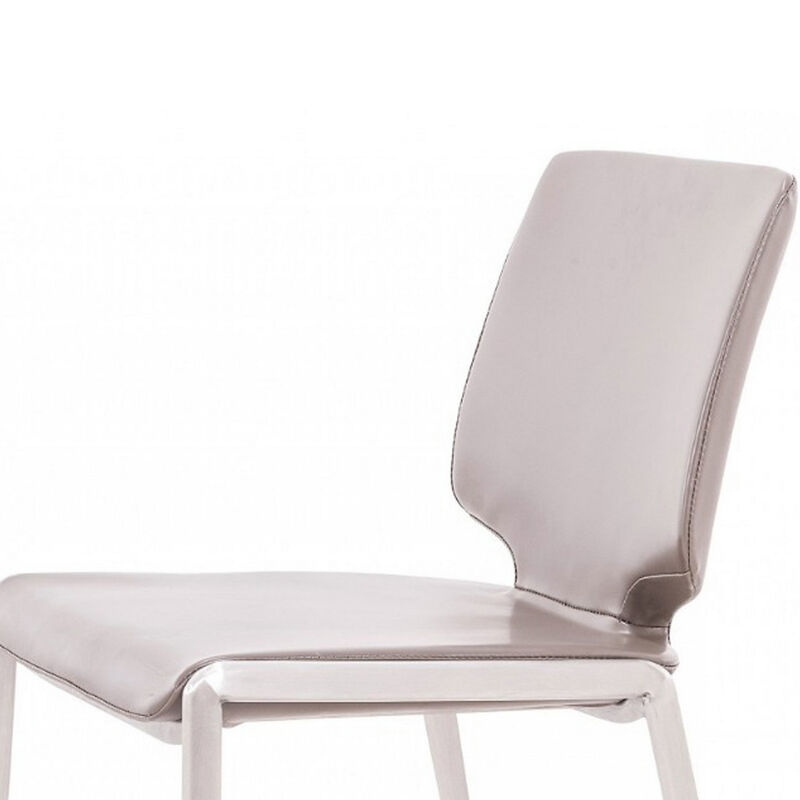 Cid Fiji 18 Inch Stackable Dining Chair, Set of 2, Light Gray Vegan Leather-Benzara