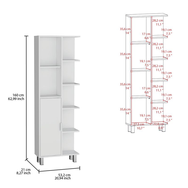 Crovie Linen 63-inch High Bathroom Cabinet Linen Storage Cabinet  with Seven Open Shelves