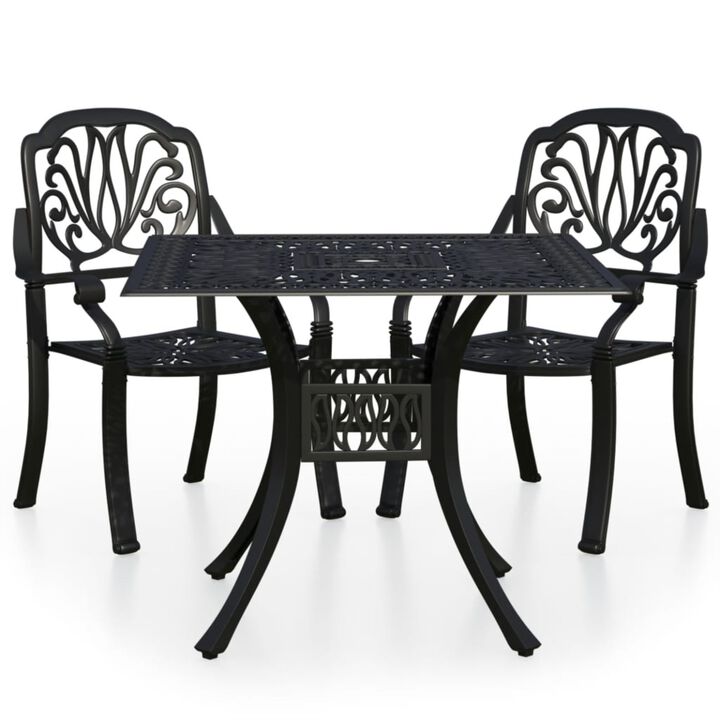 vidaXL 3 Piece Bistro Set Cast Aluminum Black