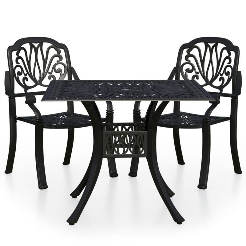 vidaXL 3 Piece Bistro Set Cast Aluminum Black