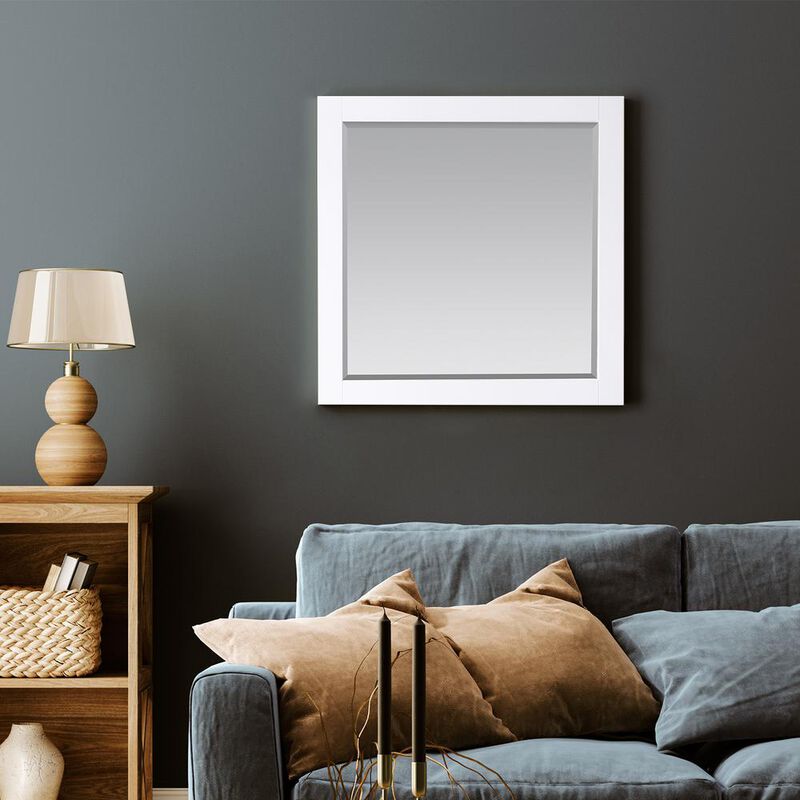 Altair 34 Rectangular Bathroom Wood Framed Wall Mirror in White