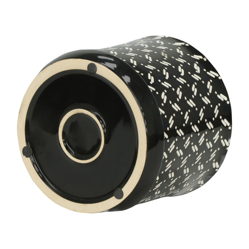 Dots Planter with Saucer, Black Set
