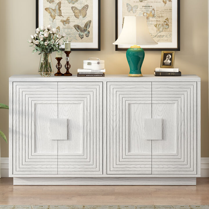Merax Vintage Distressed 4-Door Sideboard with Adjustable Shelves