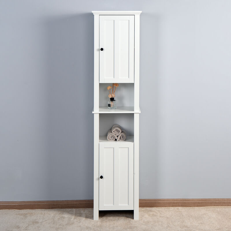 Hivvago 6 Shelves Slim Bathroom Floor Storage and Organizer with 2 Doors
