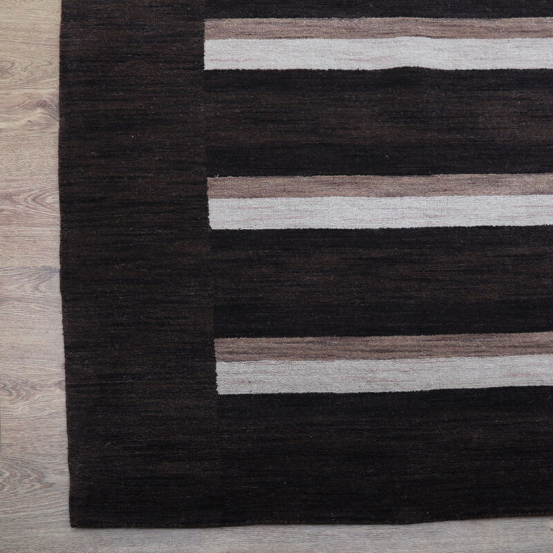 RUGSOTIC CARPETS HAND KNOTTED LOOM WOOL ECO-FRIENDLY AREA RUGS  - 5'x8', Rectangle, Brown Beige Color, Contemporary Modern Design, High Pile Thick Handmade Anti Skid Rugs for Living Room (L00904)
