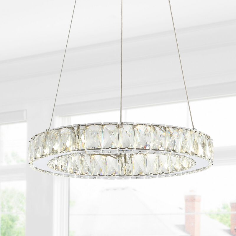 Reese 15.7" Adjustable Integrated LED Metal/Crystal Pendant Pendant