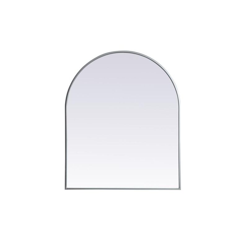 Elegant Decor Metal Frame Arch Mirror 30x36 Inch in Silver