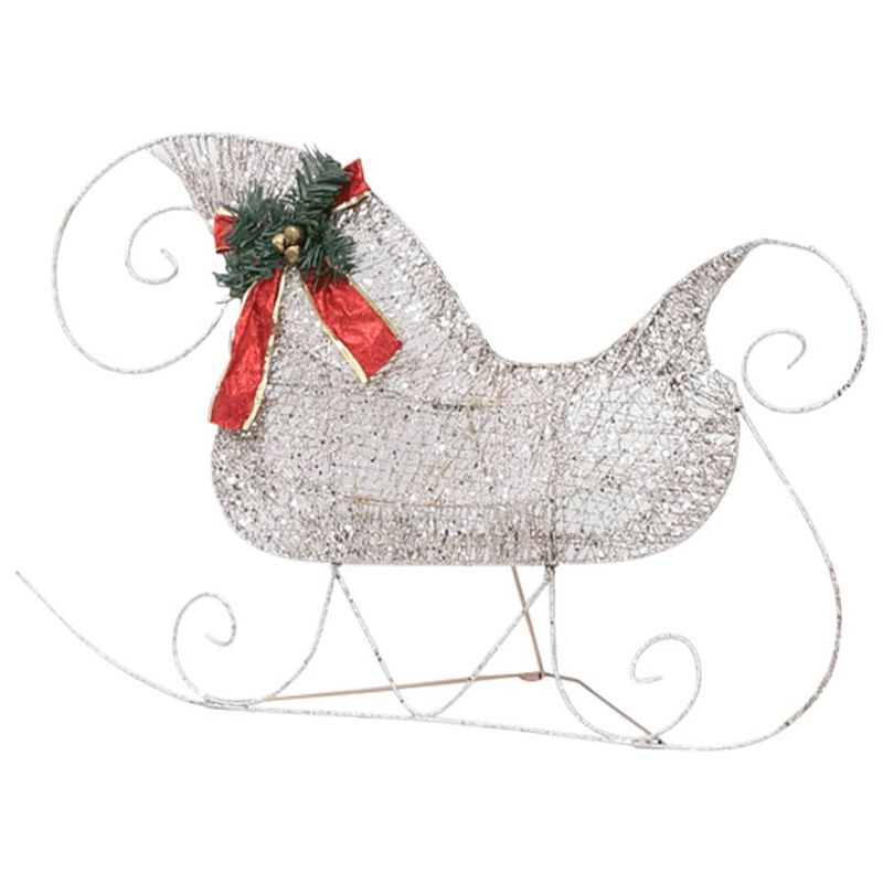 Garden 4pc Reindeer and Sleigh Christmas Decoration, 100 LEDs, Gold - Benzara
