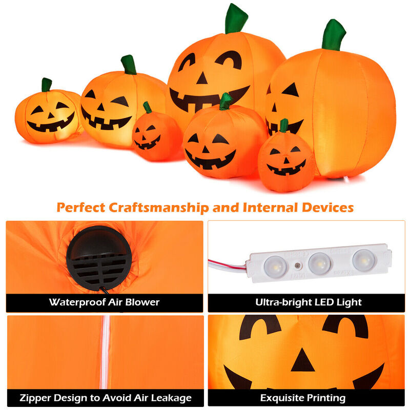 Halloween Inflatable 7 Pumpkins Patch with LED Lights