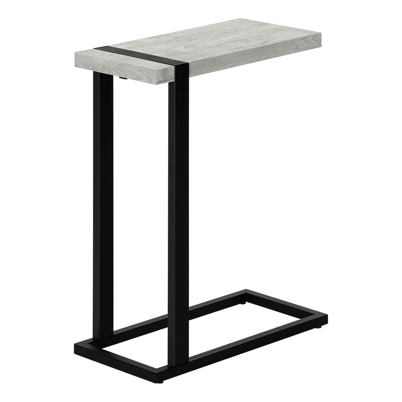 Monarch Specialties I 2858 Accent Table, C-shaped, End, Side, Snack, Living Room, Bedroom, Metal, Laminate, Grey, Black, Contemporary, Modern