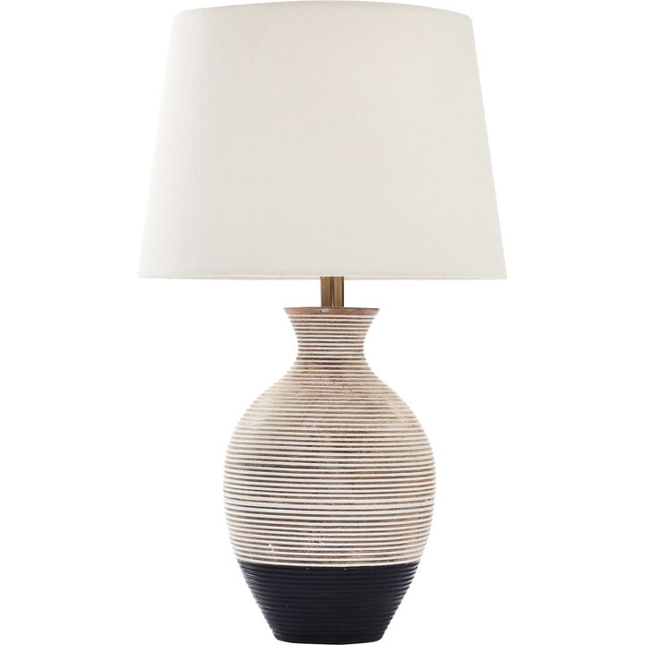 27" White Wash and Black 3-Way Switch Table Lamp