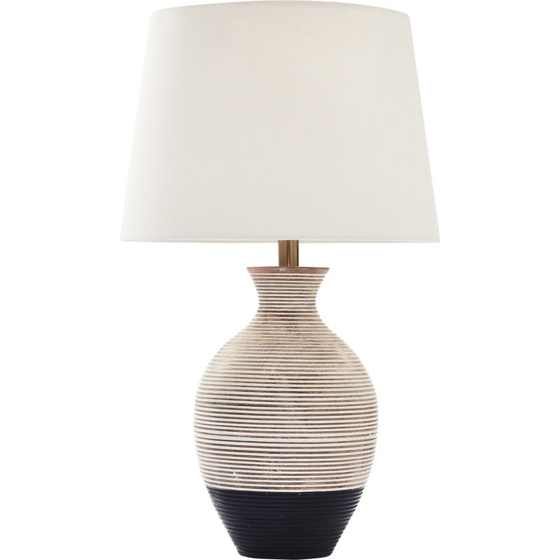 27" White Wash and Black 3-Way Switch Table Lamp