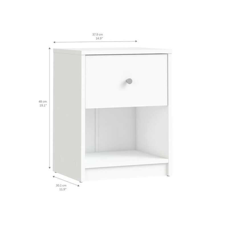 Furnifact White 1 Drawer Nightstand - Modern Gray Nightstand With Hidden Compartment