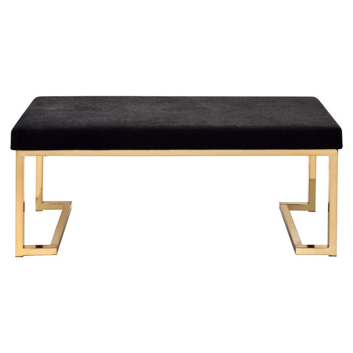 Astonishing Bench, Black Fabric & Gold-Benzara