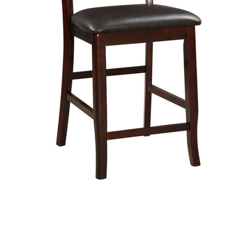 Wooden High Chair, Dark Brown & Black, Set of 2 - Benzara