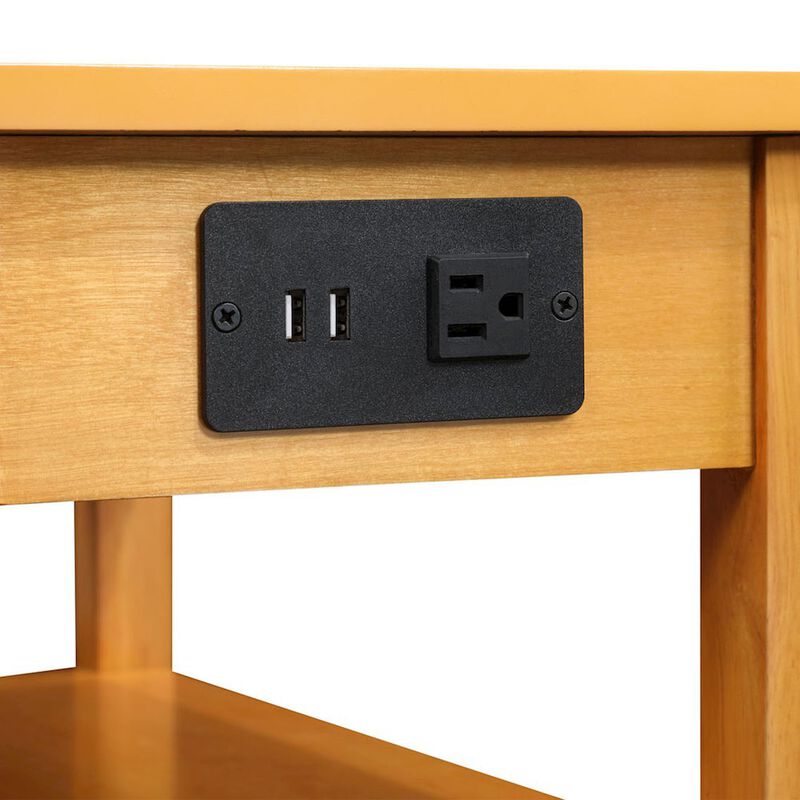 Convenience Concepts American Heritage 1 Drawer Chairside End Table with Charging Station and Shelves