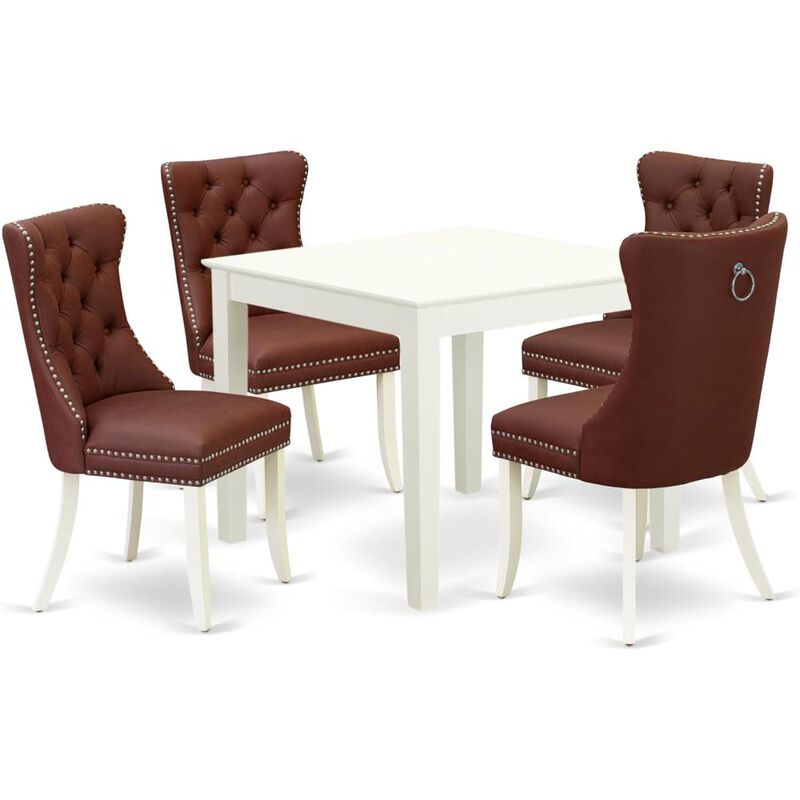 5 Piece Dining Room Furniture Set Consists of a Square Kitchen Dining Table