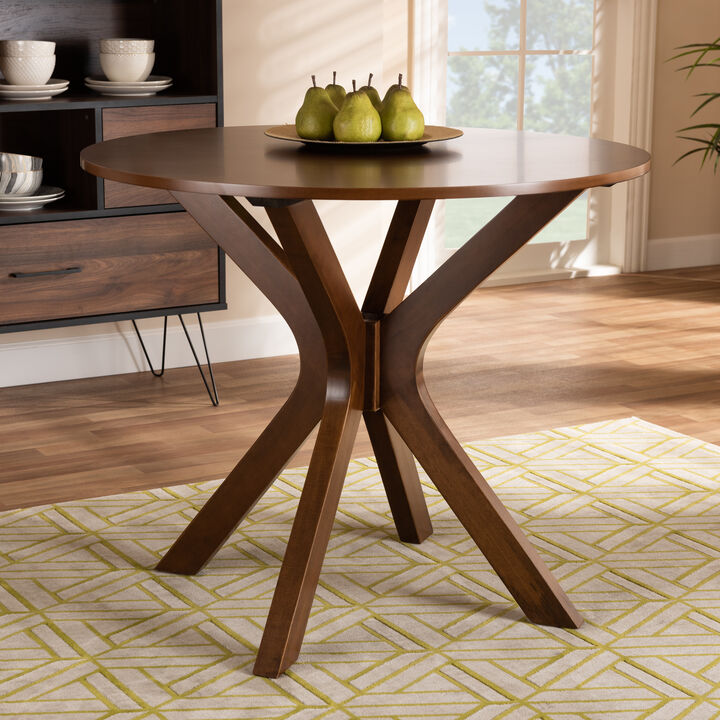 Baxton Studio Kenji Modern Walnut Brown Finished 34 Inch Wide Round Wood Dining Table