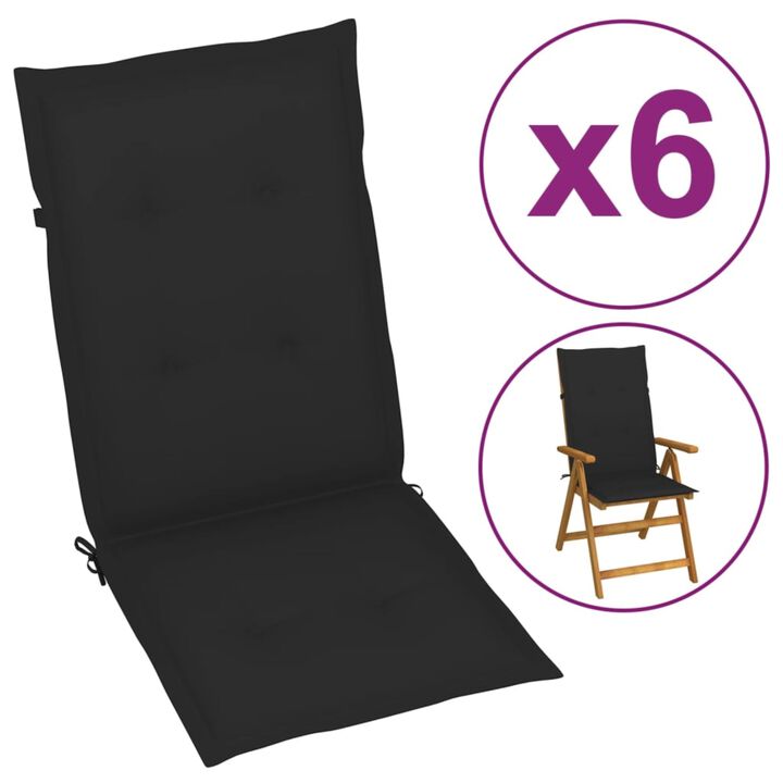 vidaXL Garden Chair Cushions 6 pcs Black 47.2"x19.7"x1.6"