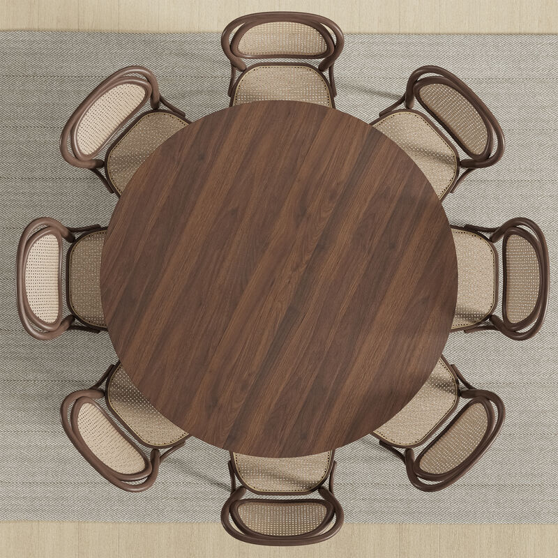 60 Cinna Modern Black Oak Wood Round Dining Table （Seats 8）