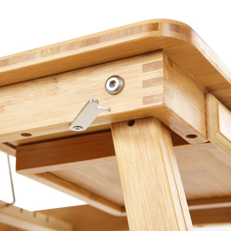 Multi-Function Lap Desk Table with Adjustable Tilting Top and Storage Drawer - Foldable Bamboo Wood Bed Tray