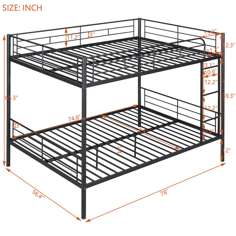 Full Over Full Metal Bunk Bed