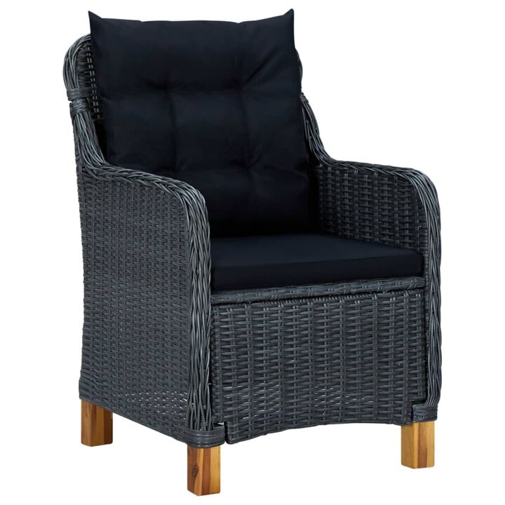 vidaXL Garden Chairs with Cushions 2 pcs Poly Rattan Dark Gray