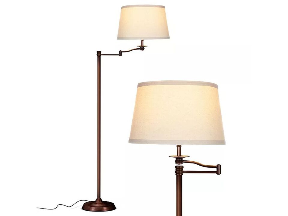 Brightech Caden 62" LED Modern Floor Lamp with Swing Arm & Drum Shade