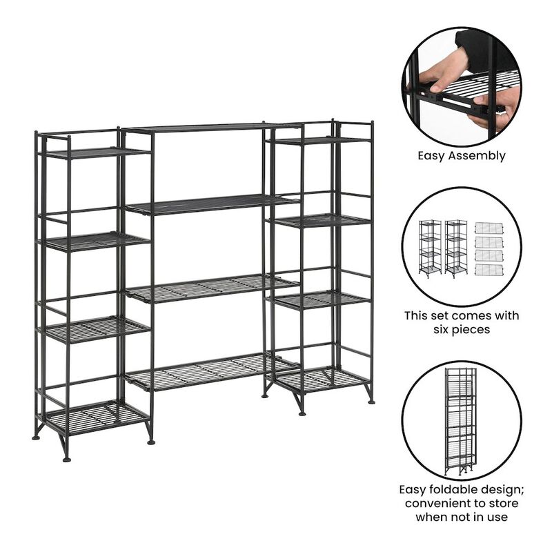 Convenience Concepts Xtra Storage 4 Tier Folding Metal Shelves with Set of 4 Extension Shelves