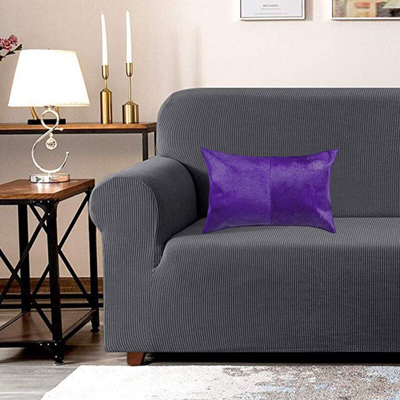 Hivvago 12 X 20 Purple Cowhide Throw Pillow