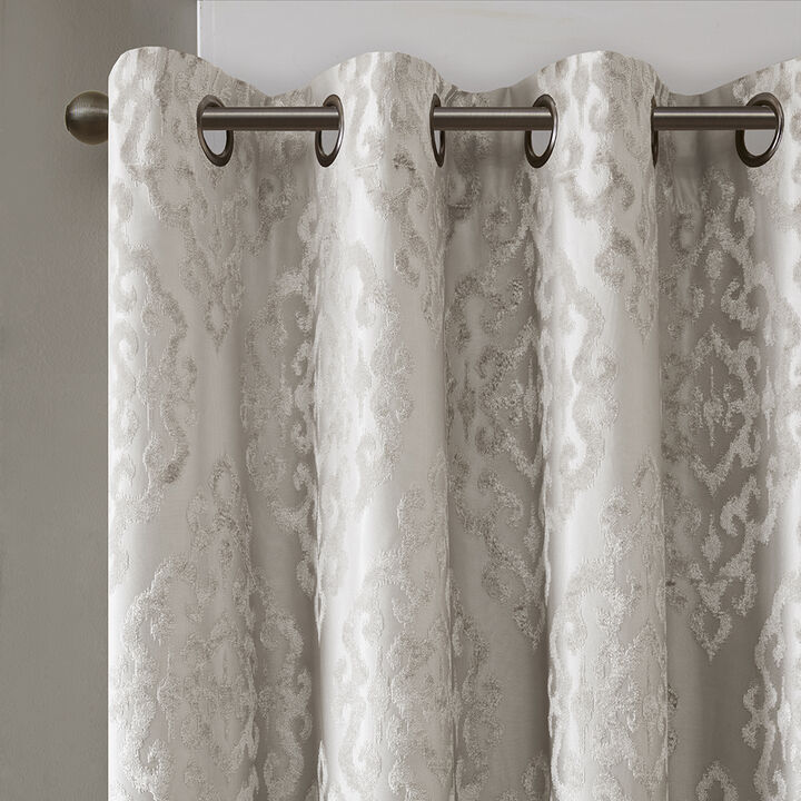 Gracie Mills Cyra Damask Total blackout grommet top curtain panel - 50x108"