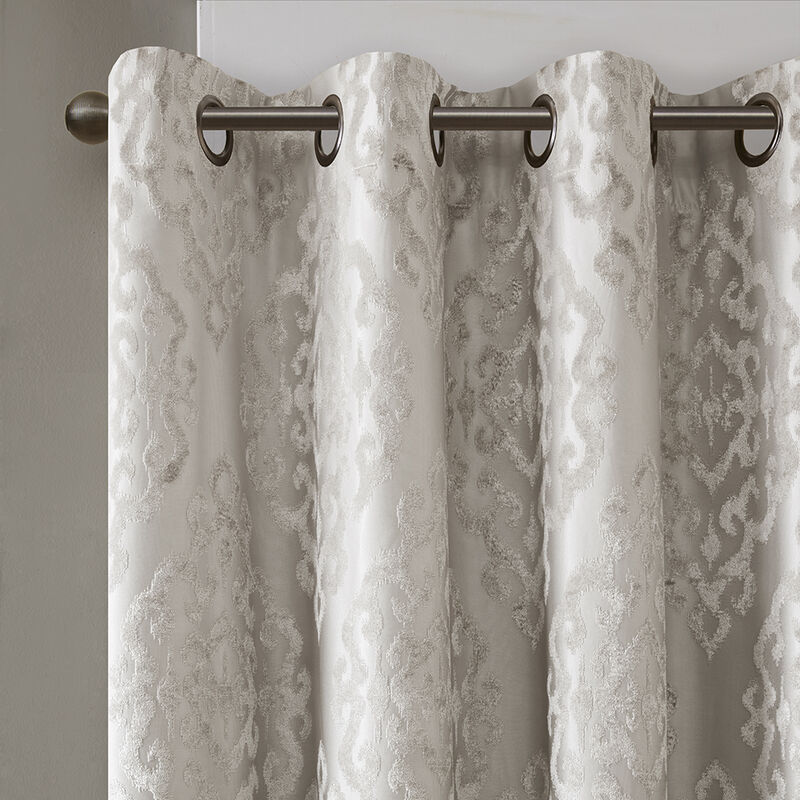 Gracie Mills Cyra Damask Total blackout grommet top curtain panel - 50x108"