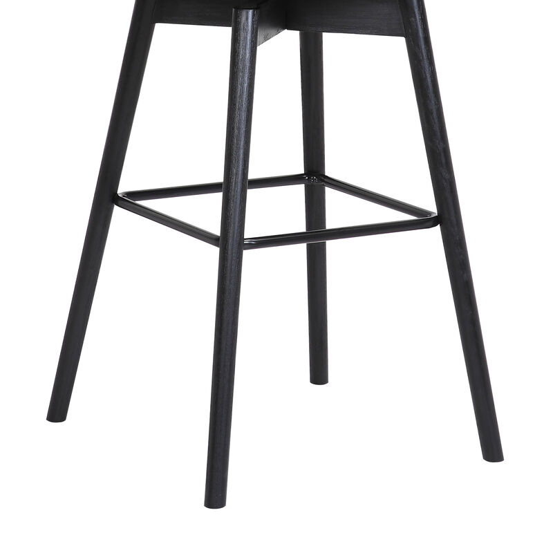 Sicily  Swivel Black Wood Counter Stool in Light Grey Fabric