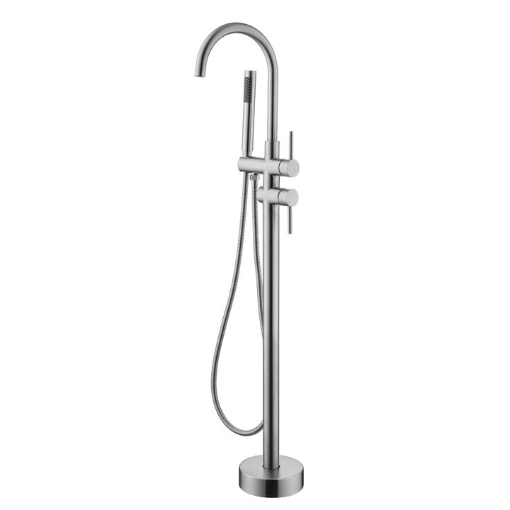 Mount Bathtub Faucet Freestanding Tub Filler Brushed Nickel Standing High Flow Shower Faucets