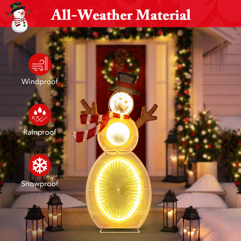 Lighted Snowman with LED Lights and Metal Stand