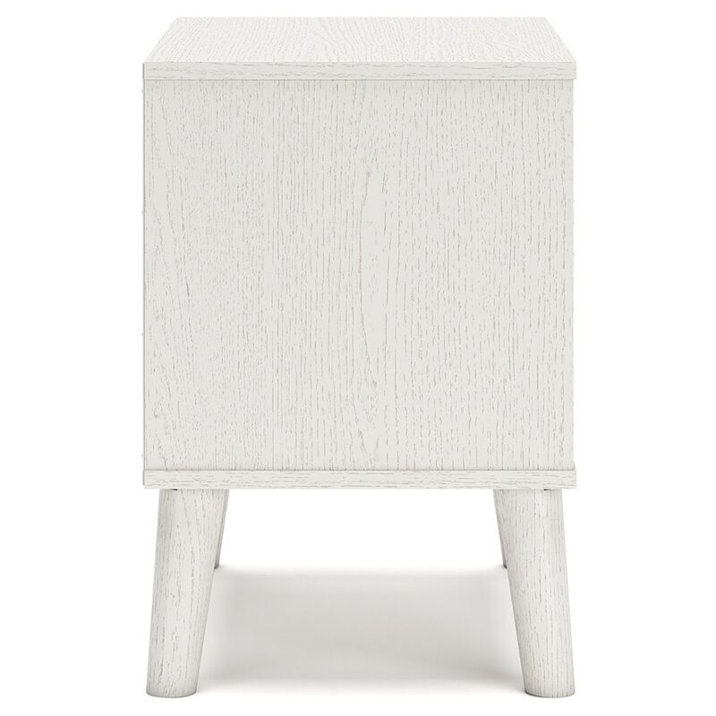 Luna 22 Inch Wood Nightstand, 1 Drawer, Faux Leather Knobs, White Finish - Benzara
