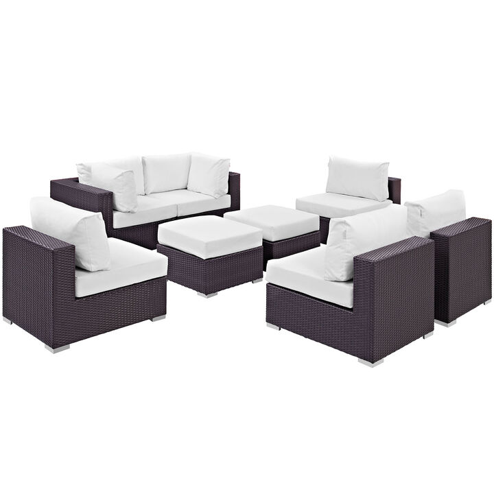 Convene 8 Piece Outdoor Patio Sectional Set - Espresso White